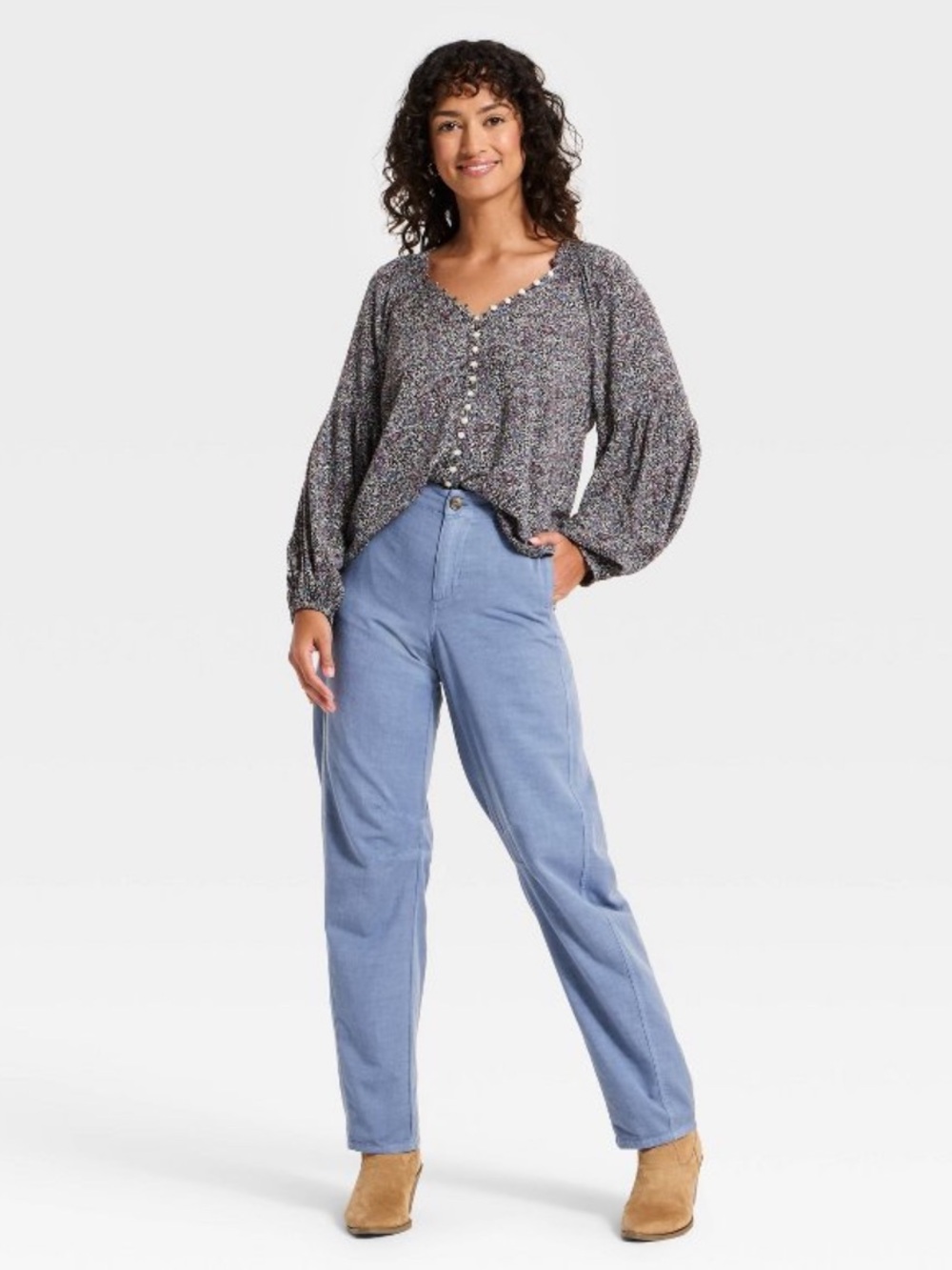 Universal Thread Cotton Blend Barrel Pants - Light Blue
